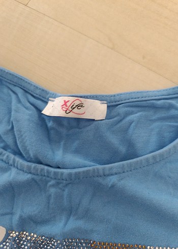 Mavi Kısa Kollu Baskılı Kadın Tişört - Görsel 4