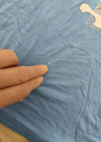 Mavi Kısa Kollu Baskılı Kadın Tişört - Görsel 7