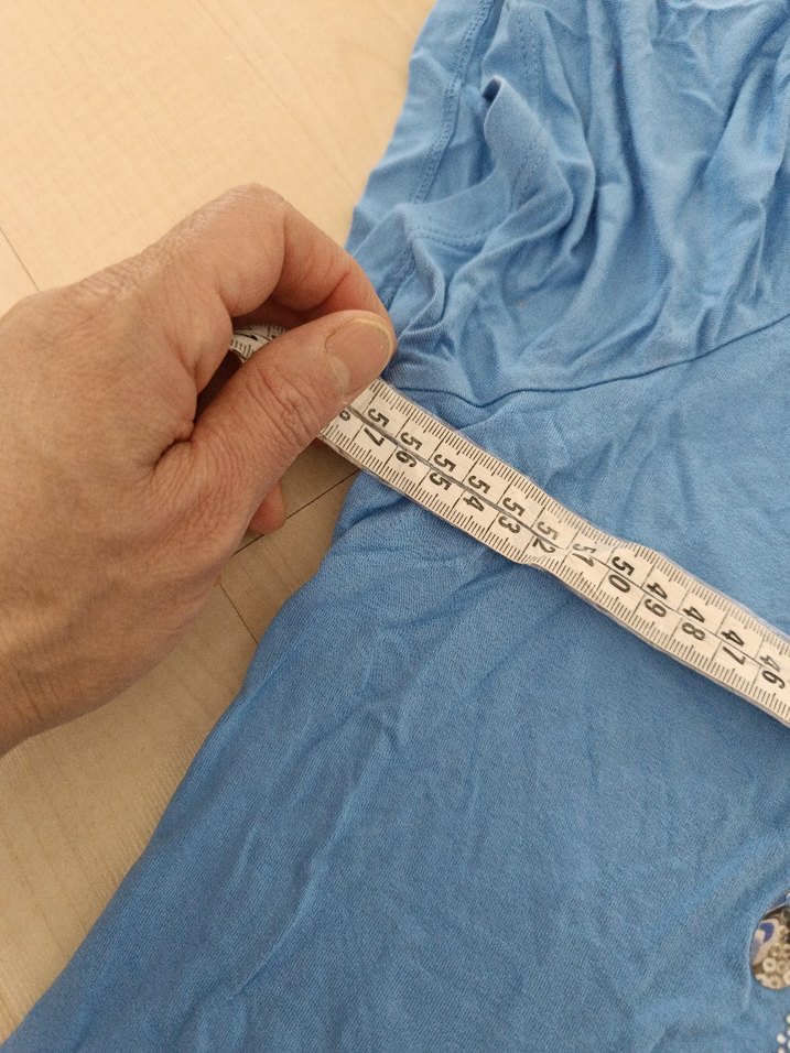 Mavi Kısa Kollu Baskılı Kadın Tişört - Görsel 3