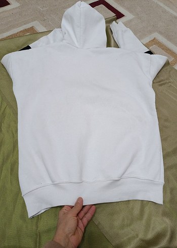 Beyaz Baskılı Kapüşonlu Kadın Sweatshirt - Görsel 7