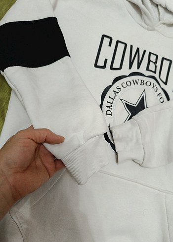 Beyaz Baskılı Kapüşonlu Kadın Sweatshirt - Görsel 5