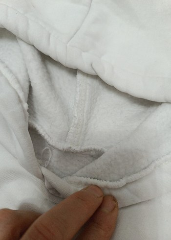 Beyaz Baskılı Kapüşonlu Kadın Sweatshirt - Görsel 6