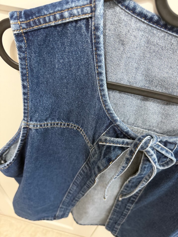 Trendyolmilla Kolsuz Lacivert Denim Ceket - Görsel 2