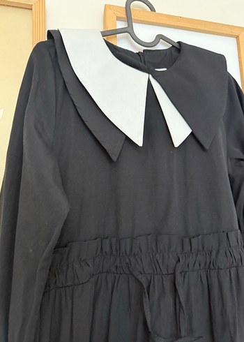 Kadriye Baştürk Siyah Uzun Kollu Gömlek Yaka Elbise - Görsel 2