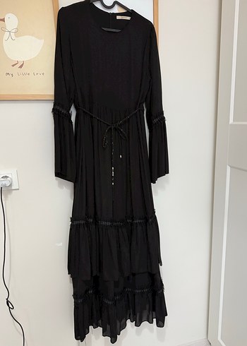 Siyah şifon Bohem Elbise - Görsel 3