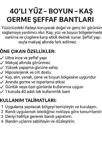 40 Lı yüz ve boyun germe seffaf bant - Görsel 2