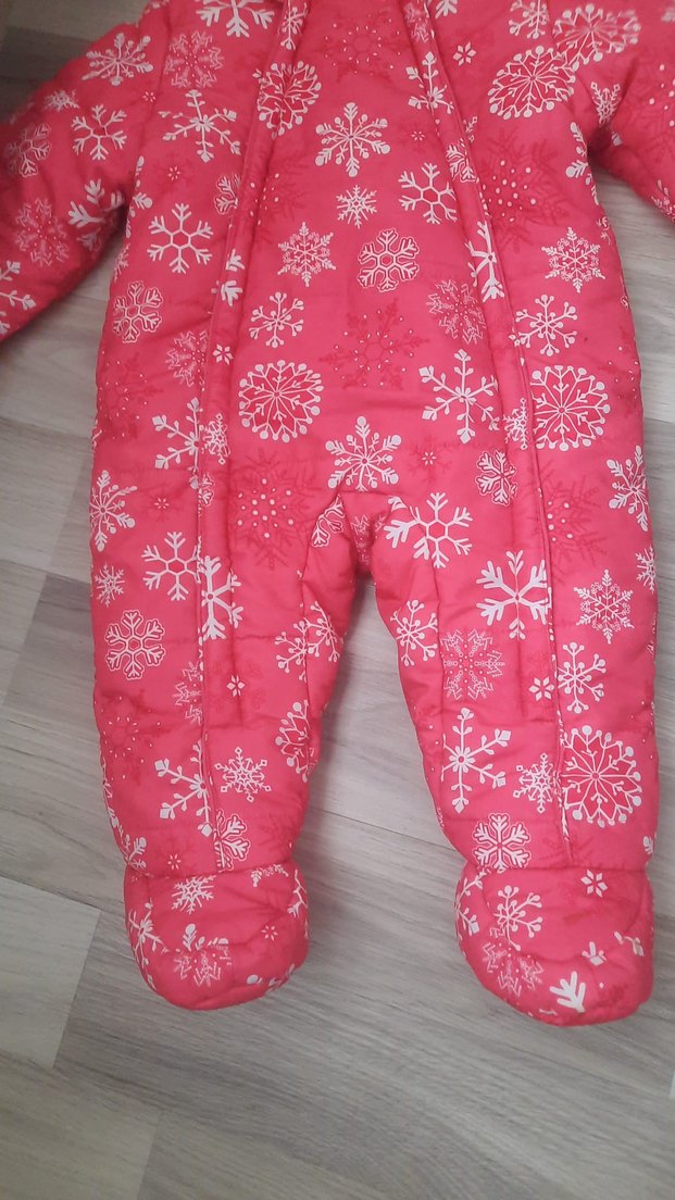 Kız Bebek Pembe Kürklü Kar Desenli Tulumu - Görsel 2