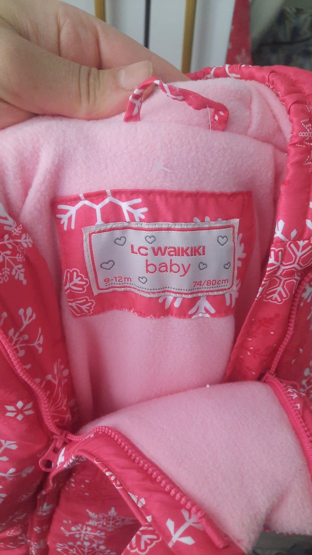 Kız Bebek Pembe Kürklü Kar Desenli Tulumu - Görsel 3