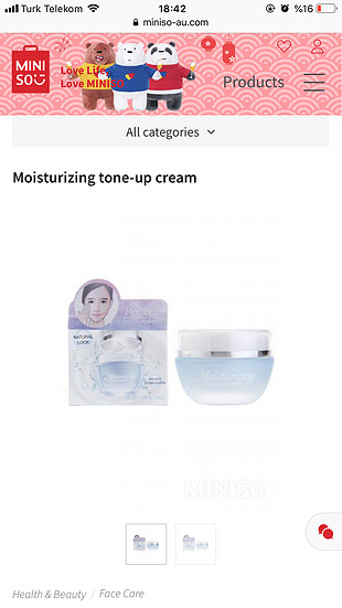 Miniso krem moisturizing tone up cream ton açıcı krem normal kre