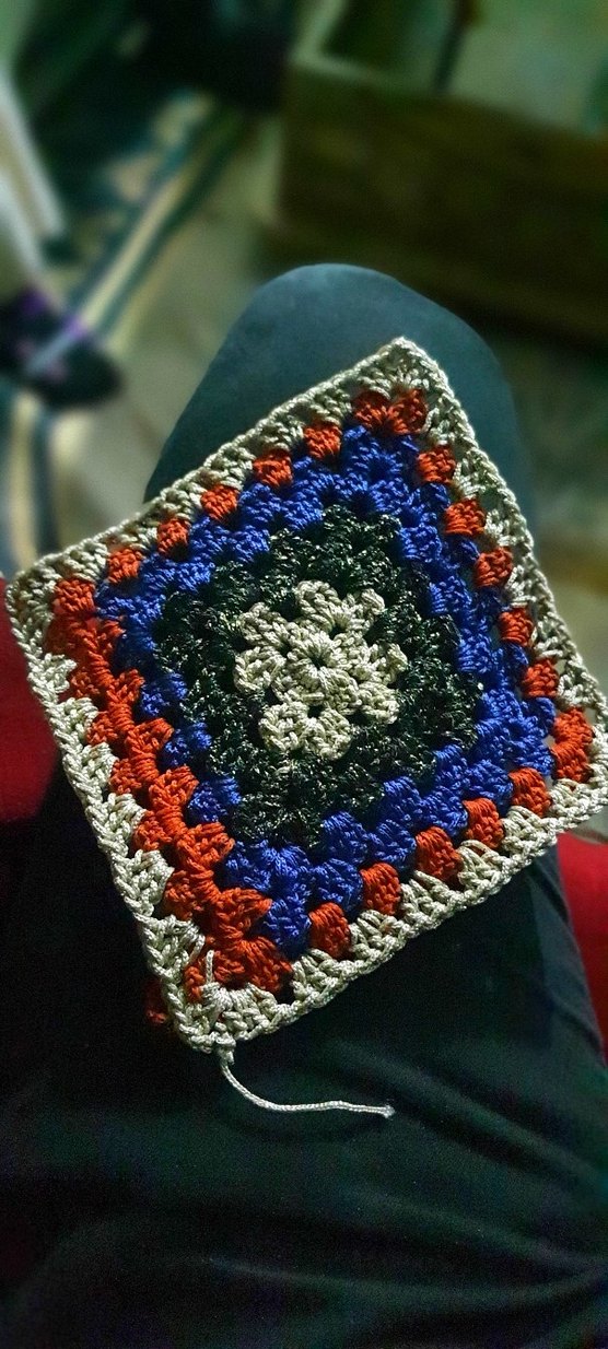 Çaydanlık Altı EL ÖRGÜSÜ Renkli Kare Örgü - Görsel 4