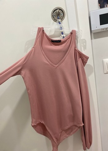 V Yakalı Pembe Uzun Kollu Bluz