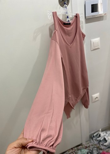 Trendyol & Milla V Yakalı Pembe Uzun Kollu Bluz