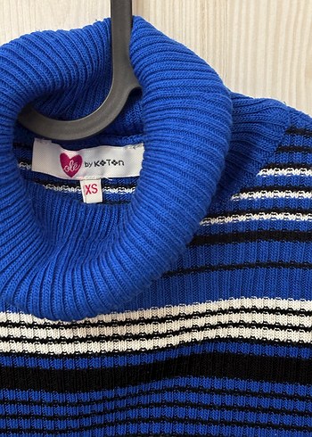 Koton Mavi Çizgili Balıkçı Yaka Kadın Kazak