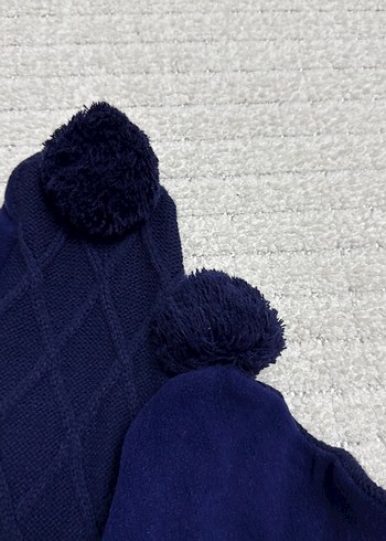 Çocuklar için Mavi Triko Bere ve Polar Atkı - Görsel 2