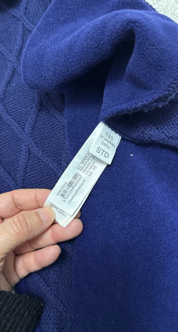 Çocuklar için Mavi Triko Bere ve Polar Atkı - Görsel 3