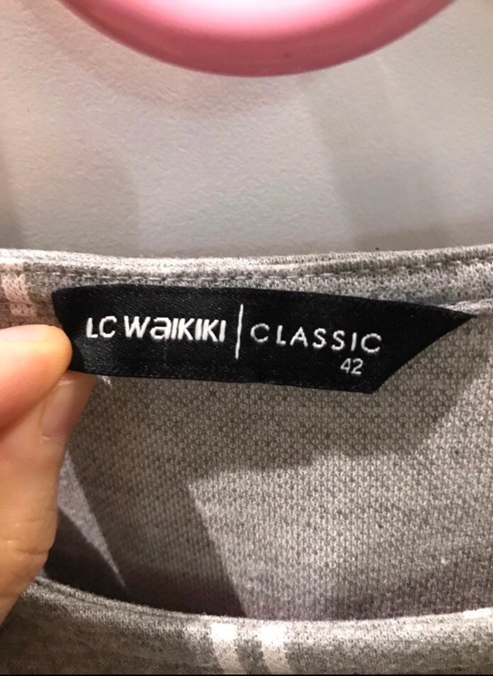 Gri Ekose Desenli Uzun Kadın Tunik - Görsel 4