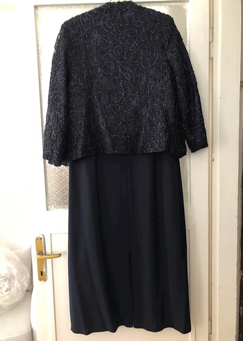 Siyah Dantelli Uzun Kollu Kadın Abiye Elbise - Görsel 4