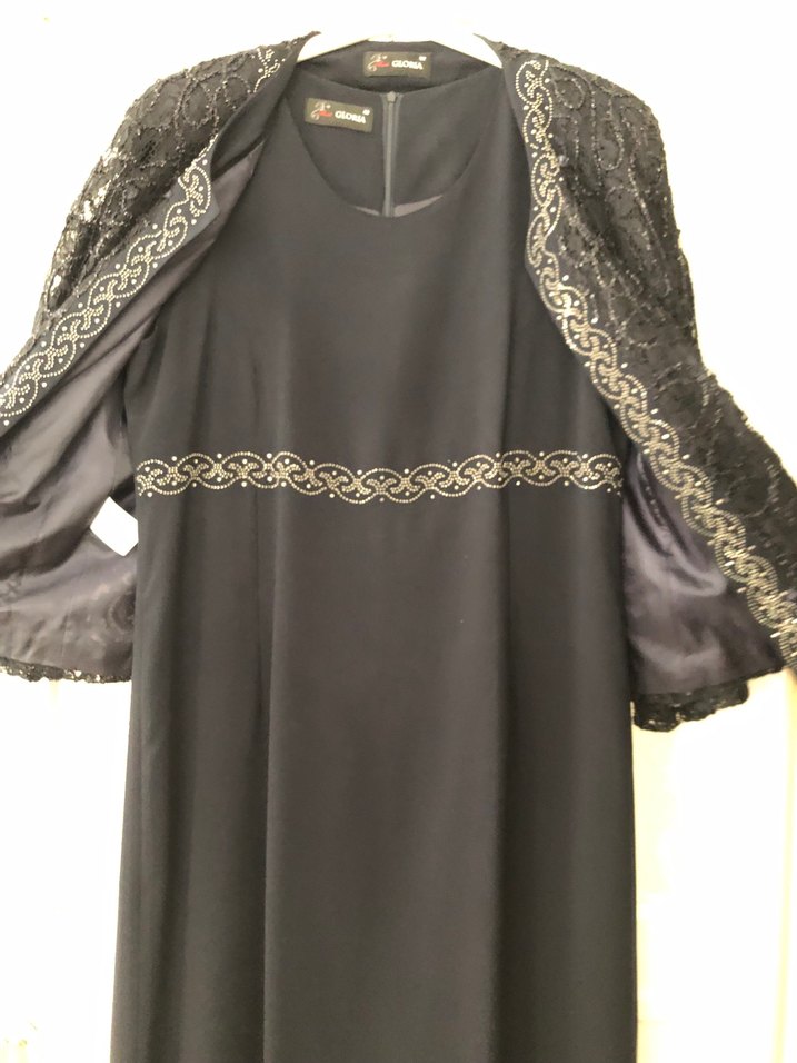 Siyah Dantelli Uzun Kollu Kadın Abiye Elbise - Görsel 3