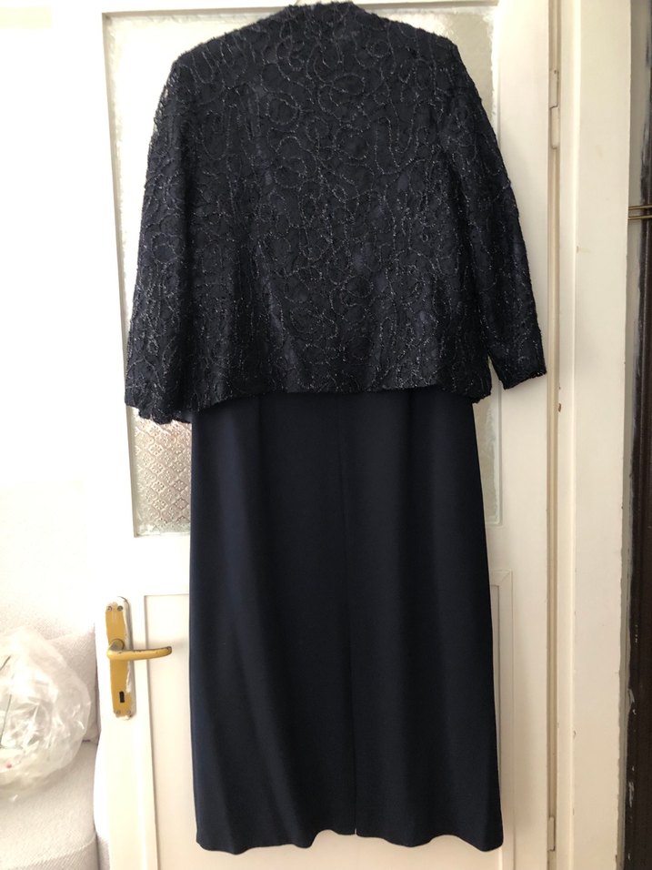 Siyah Dantelli Uzun Kollu Kadın Abiye Elbise - Görsel 4