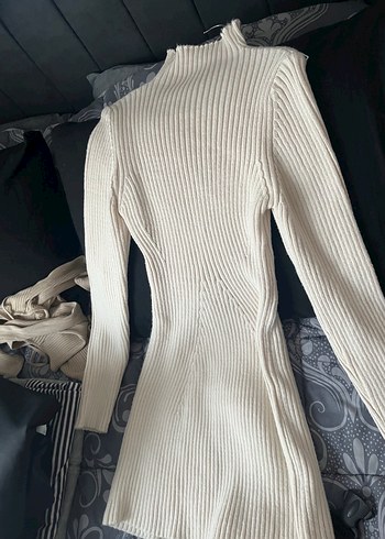 Kadın Beyaz Boğazlı Triko Elbise standart - Görsel 3