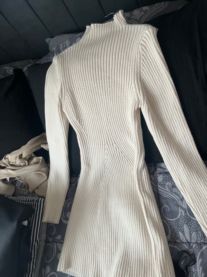 Kadın Beyaz Boğazlı Triko Elbise standart - Görsel 2