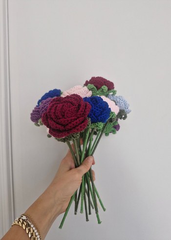 Bohem Tarzda El Örgüsü Renkli Çiçek - Görsel 2