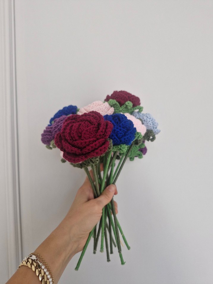 Bohem Tarzda El Örgüsü Renkli Çiçek - Görsel 2