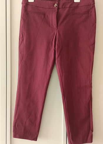 Bordo Midi Kumaş Kadın Pantolon
