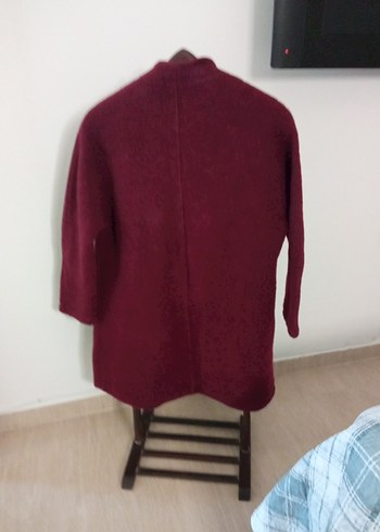 universal Beden Bordo Midi Örgü Kadın Kaban