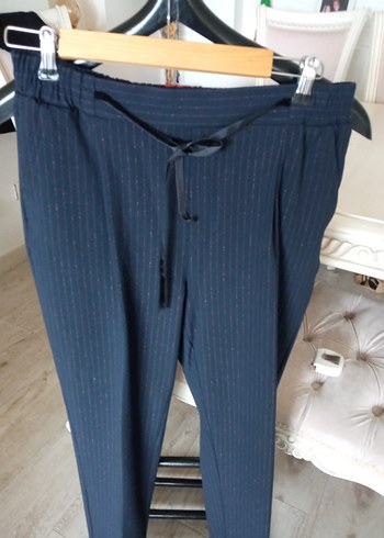 xl Beden Lacivert Pilili Kadın Kumaş Pantolon
