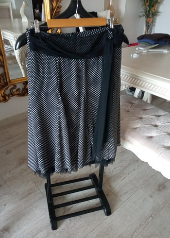 Gri Baskılı Drapeli Mini Etek