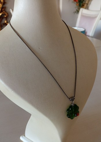 yeşil taş yonca kolye - Görsel 4