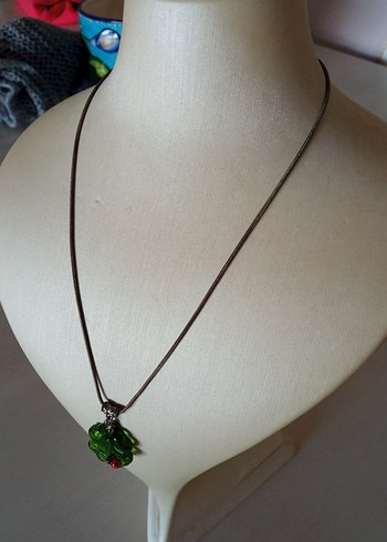 yeşil taş yonca kolye - Görsel 2