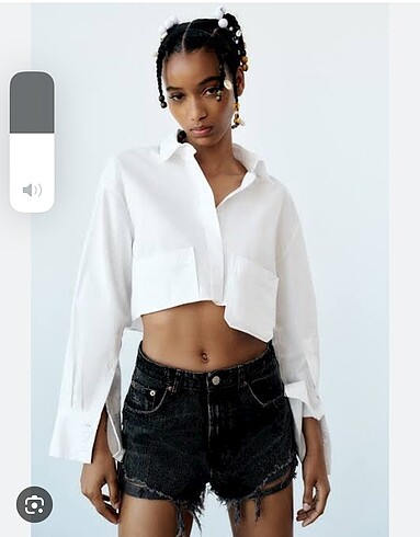 Zara poplin crop gömlek