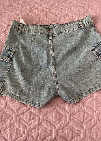 Düğmeli Mavi Mini Denim Şort - Görsel 4