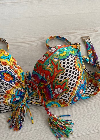 Renkli Bohem Püsküllü Bikini Üstü - Görsel 3