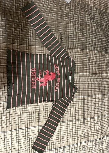 Uzun Kollu Pembe Çizgili Kız Tişörtü - Görsel 2