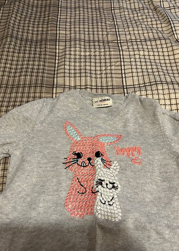 Gri Kız Örgü Uzun Kollu Kazak - Görsel 2