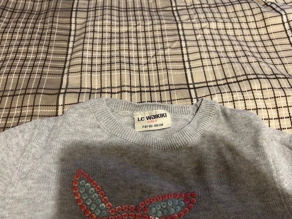 Gri Kız Örgü Uzun Kollu Kazak - Görsel 3