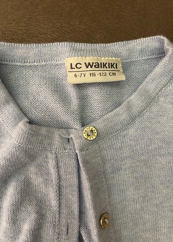 Kız Çocuk mavi ve bordo Düğmeli Hırka - Görsel 3