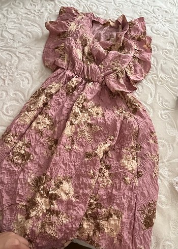 Pembe Nakışlı Uzun Bohem Kadın Elbisesi - Görsel 4