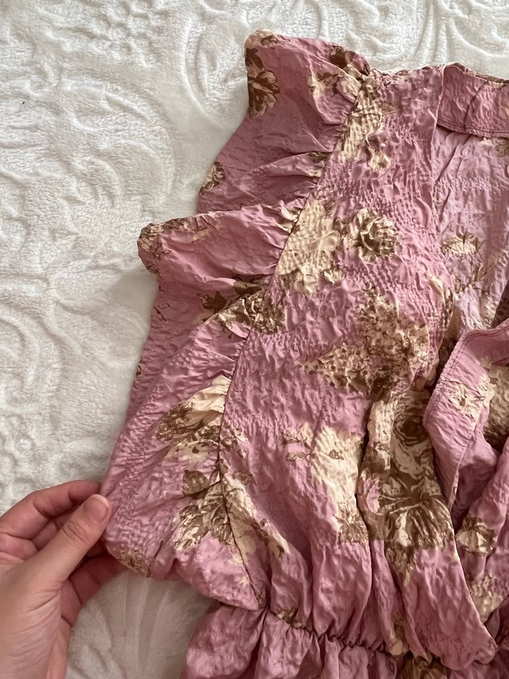 Pembe Nakışlı Uzun Bohem Kadın Elbisesi - Görsel 2