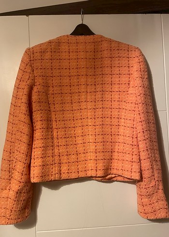 Düğmeli Turuncu Midi Kadın Ceket - Görsel 2