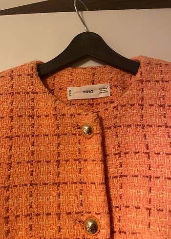 Düğmeli Turuncu Midi Kadın Ceket - Görsel 3