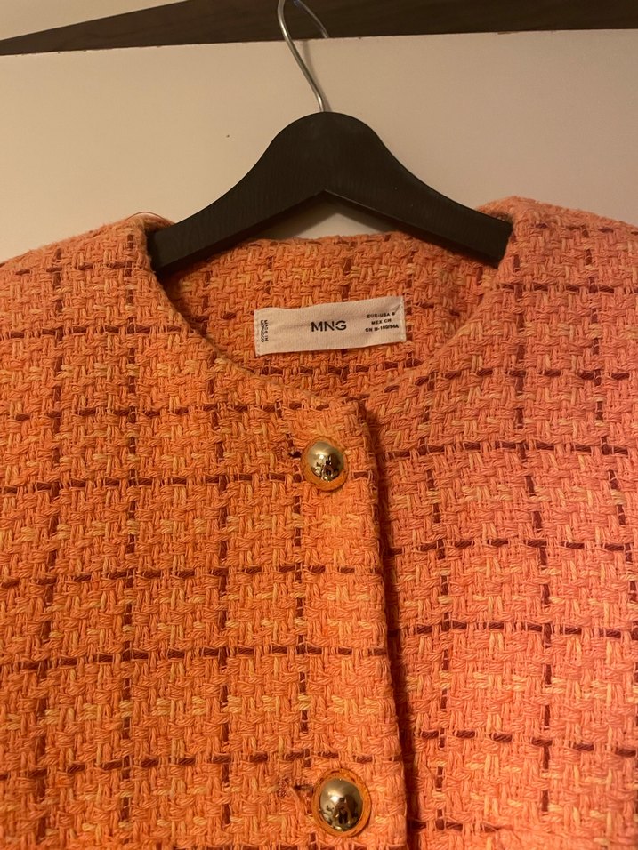 Düğmeli Turuncu Midi Kadın Ceket - Görsel 3