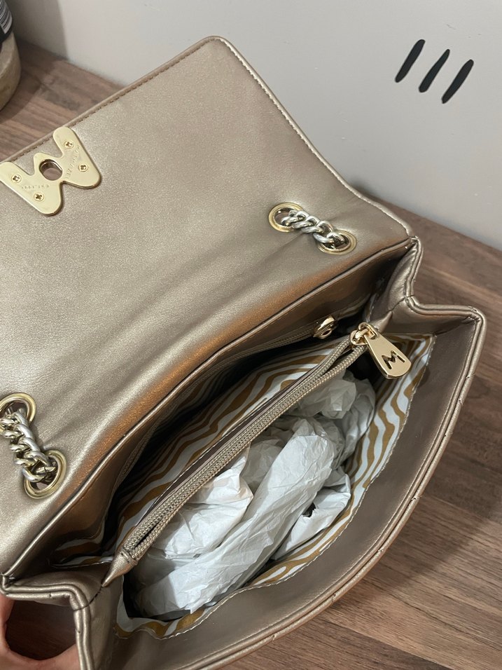 Bej Deri Zincir Detaylı Kadın Çanta - Görsel 3