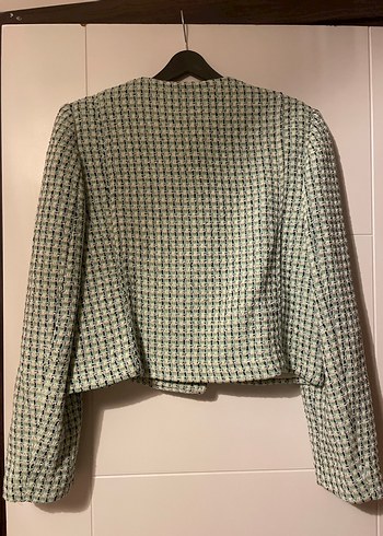 Düğmeli, Midi Boy, Pastel Gri Kadın Blazer - Görsel 2