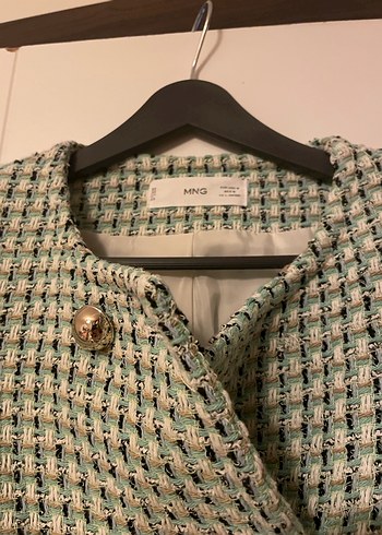 Düğmeli, Midi Boy, Pastel Gri Kadın Blazer - Görsel 3