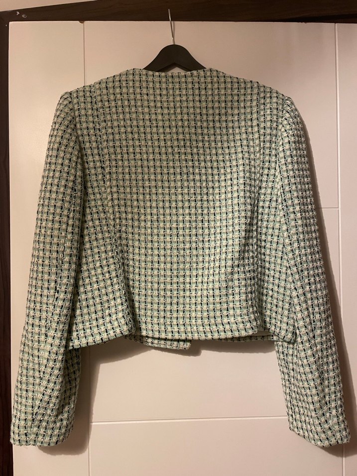 Düğmeli, Midi Boy, Pastel Gri Kadın Blazer - Görsel 2