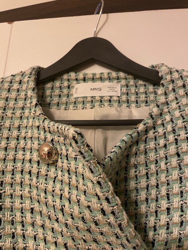 Düğmeli, Midi Boy, Pastel Gri Kadın Blazer - Görsel 3